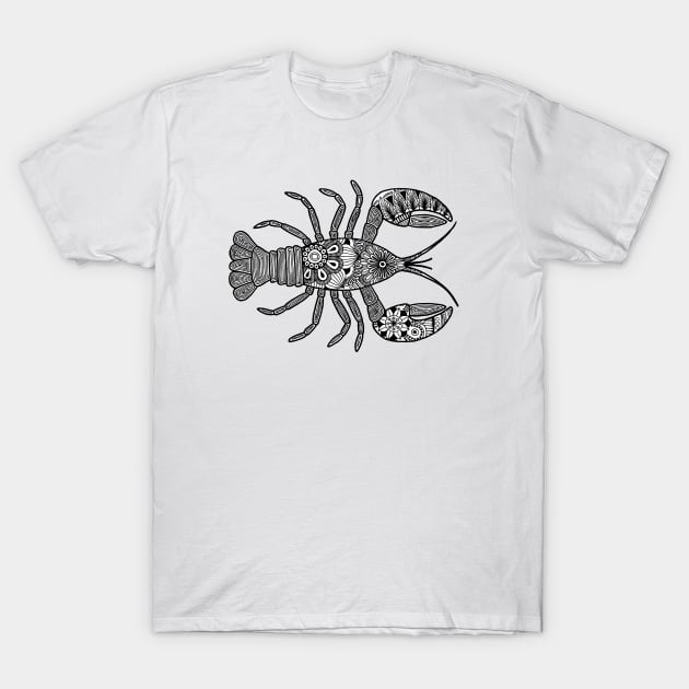 Lobster (black and white horizontal) T-Shirt by calenbundalas